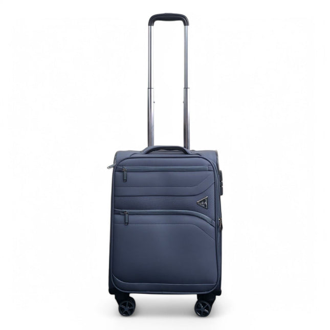 Lightweight Soft Grey Dual 4 Wheel Cabin Luggage Suitcase Set