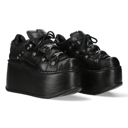 New Rock M-120N-C96 Black Leather Gothic Chunky Platform Ankle Boots