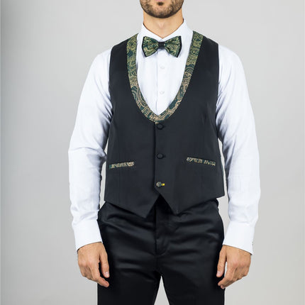 Men's 4 Piece Green Paisley Wedding Suit Tailor Fit