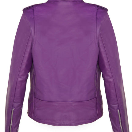 Women's Cowhide Brando Leather Biker Jacket-Murcia