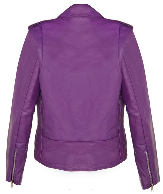 Women's Cowhide Brando Leather Biker Jacket-Murcia