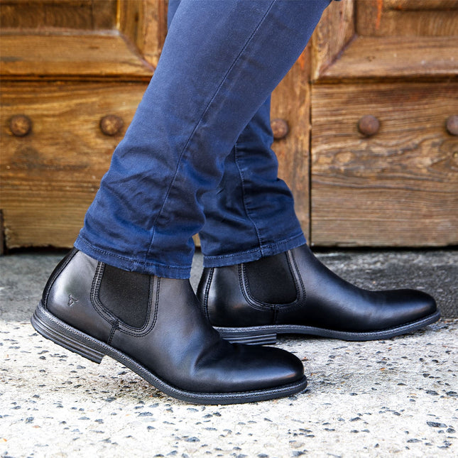 Windsorsmith Mens Black Leather Chelsea Ankle Dealer Boots - Sergio