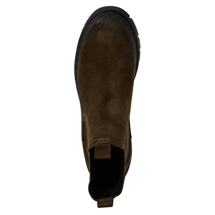 Tamaris Womens Olive Green Suede Leather Classic Chelsea Ankle Boots