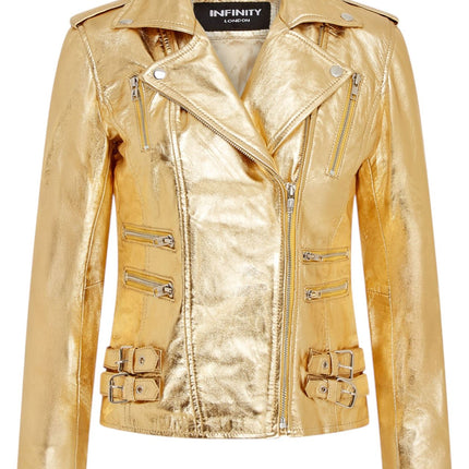 Womens Leather Brando Biker Jacket-Orlando