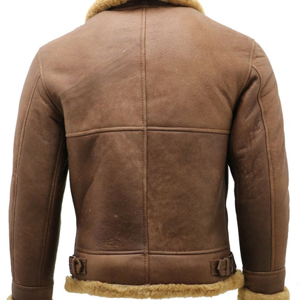Mens B3 WW2 Sheepskin Leather Flying Aviator Jacket-Houston