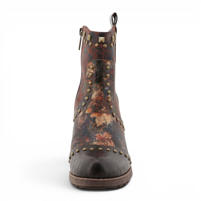 Mustang Women's Brown Floral Heeled Ankle Boots - M0162012