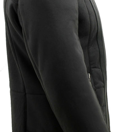 Mens Double Breasted Sheepskin Leather Biker Jacket-Manila