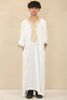 Kid's Boys White Moroccan Thobe Djellaba Jubba Robe Eid