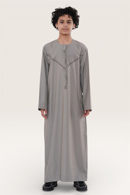 Kids Boys Eid Beige Moroccan Thobe Robe Djellaba Ramadan Eid Jubba- K-HM10