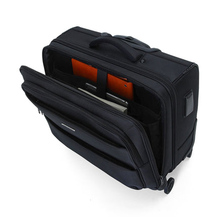 18" Black Wheeled Laptop Briefcase 1680D Polyester 4 Wheel Business Bag