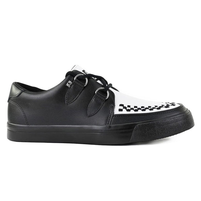 TUK Pointed Creeper Sneaker Black White Leather Platform Shoes - A9180