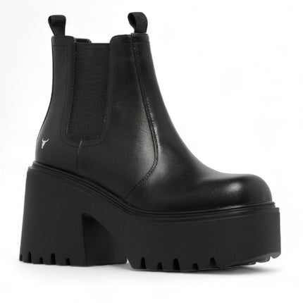 Windsorsmith Womens Black Leather Platform Ankle Chelsea Boots - Tricky
