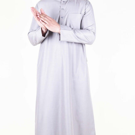 Mens Cream Thobe Jubba Saudi Islamic Arabic Eid Cotton Kaftan Jubbah Umrah Robe