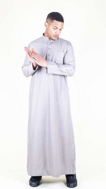 Mens Cream Thobe Jubba Saudi Islamic Arabic Eid Cotton Kaftan Jubbah Umrah Robe