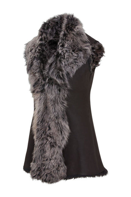 Women's Black Toscana Shearling Nappa Leather Sheepskin Gilet - Parkes