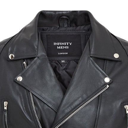 Mens Cowhide Leather Brando Biker Jacket - Garland