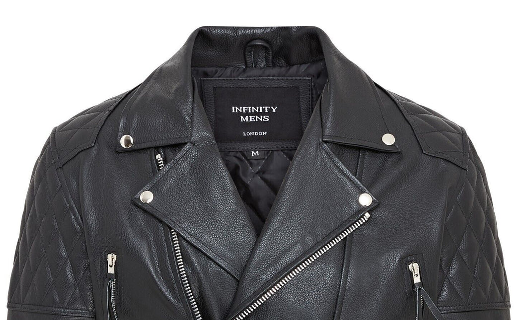 Mens Cowhide Leather Brando Biker Jacket - Garland