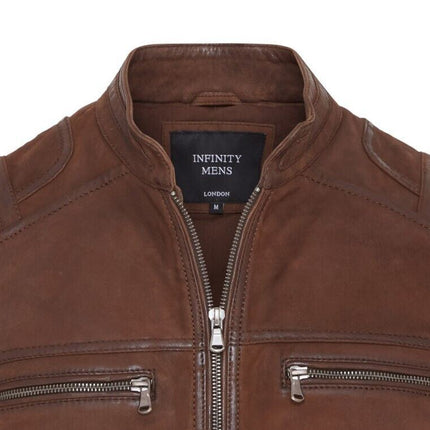 Mens Buff Leather Café Racer Biker Jacket - Jinan