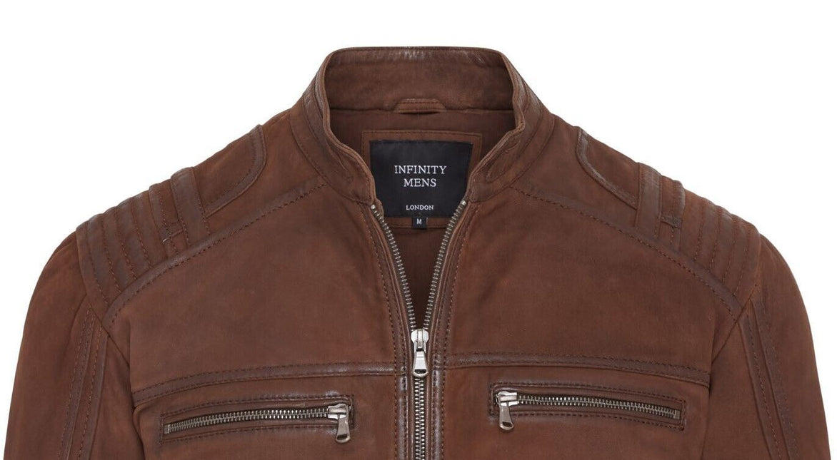 Mens Buff Leather Café Racer Biker Jacket - Jinan