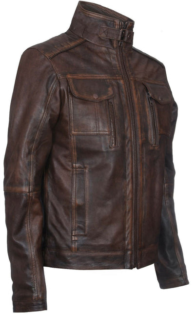 Men's Vintage Leather Biker Jacket-Cape Town