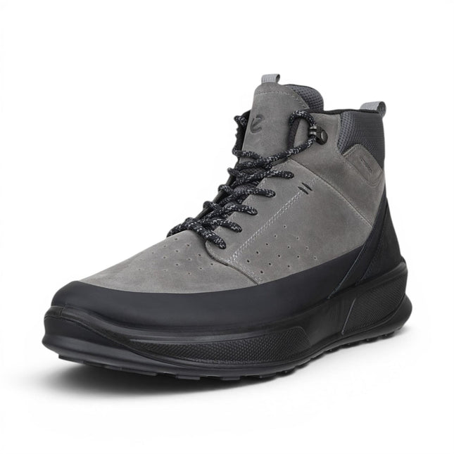 Ecco Men's Waterproof Black Grey Leather Outdoor Walking Boots - Byway 2.0