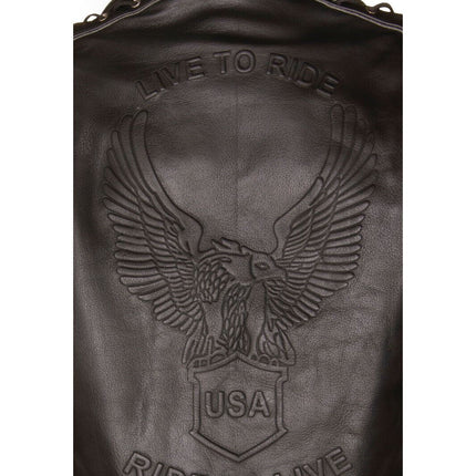 Mens Embossed Brando Leather Biker Jacket-Chicago