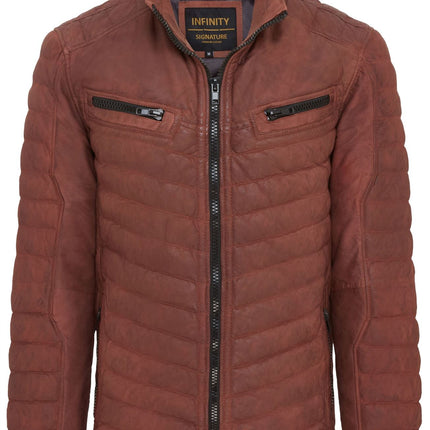 Men's Puffer Leather Biker Quilted Vintage Bomber Jacket