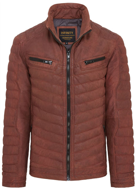 Men's Puffer Leather Biker Quilted Vintage Bomber Jacket