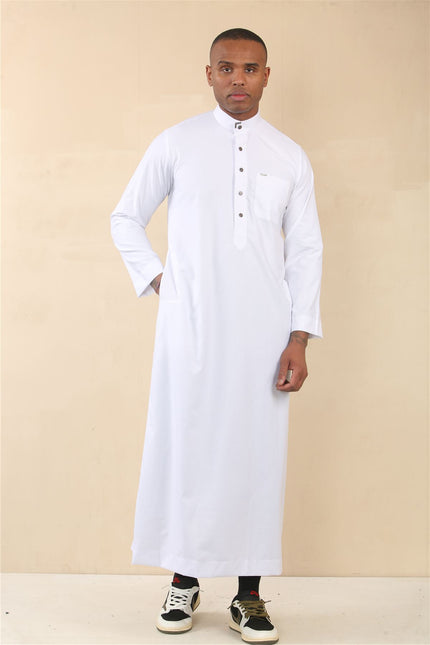 Men's White Thobe Arab Saudi Emirati Islamic Clothing Jubba Robe