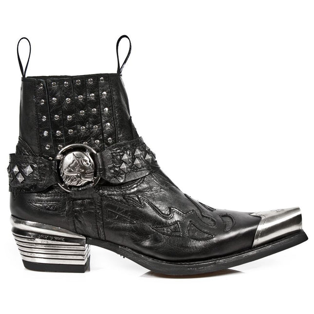 New Rock Black Metal Gothic Ankle Boots - 7950P-S1