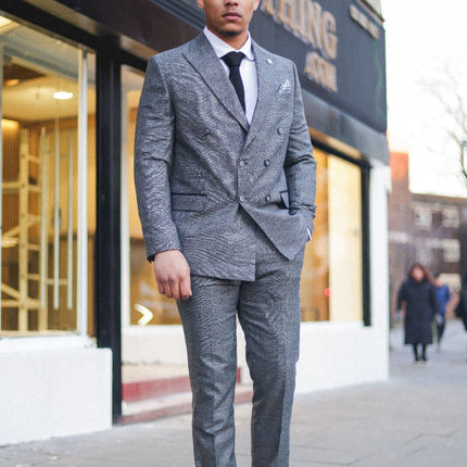 Men's Classic Grey Double Breasted 2-Piece Suit