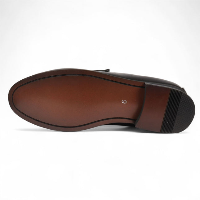 Men's Black Loafers with Gold Buckle Smart Slip-On Shoes