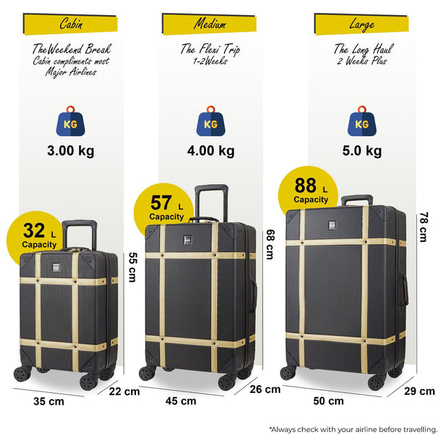 Vintage Hard Shell  Luggage Trunk Suitcase Set