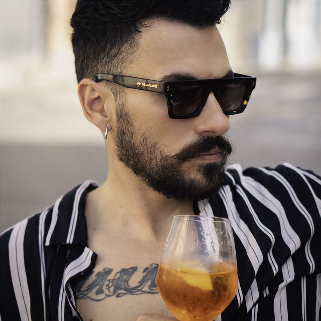 De-Gamme Brown Rectangle Thick Frame Polarized Sunglasses - Valencia