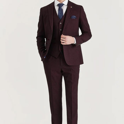 Men's Wine Suit Trouser Prince Of Wales Formal Trouser