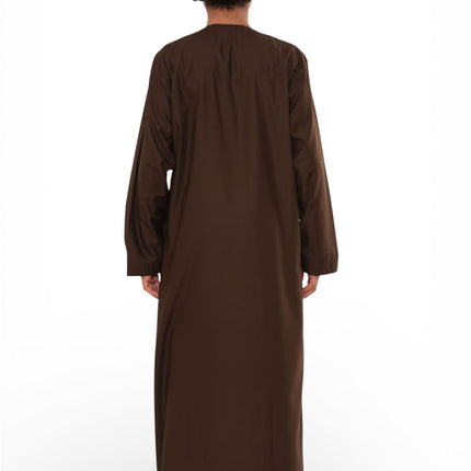 Kids Boys Eid Brown Moroccan Jubba Robe Djellaba Ramadan Eid Thobe - K-HM11