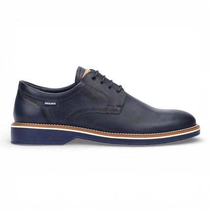 Pikolinos Men's Blue Leather Lace-Up Derby Comfort Shoes - Claret