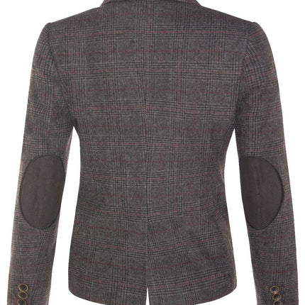 Womens Tweed 1920s Herringbone Charcoal Blazer