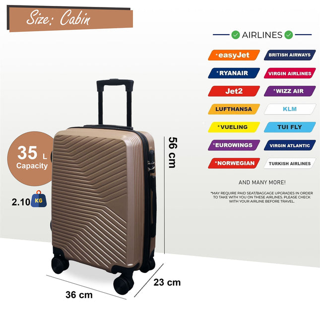Hard Shell Cabin  48 x 37 x 20 cm Luggage Suitcase Suitable for Easyjet, Ryanair