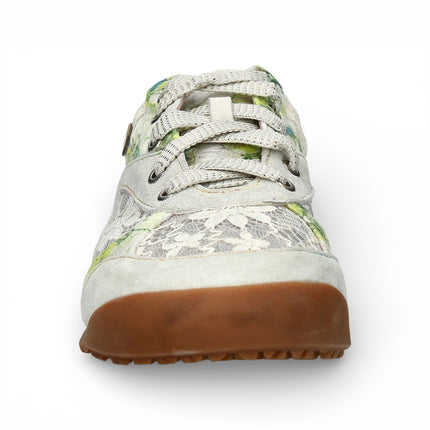 Laura Vita Women's Tivanao-05 Beige Floral Leather Trainers Sneaker Shoes