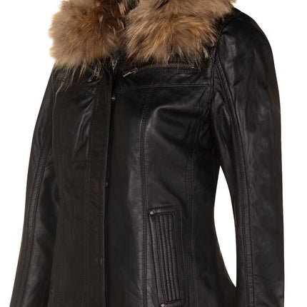 Womens Leather Parker Jacket-Arvada