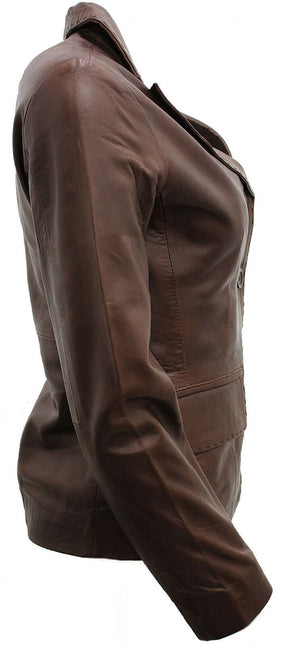 Womens Leather Blazer Jacket-Seregno