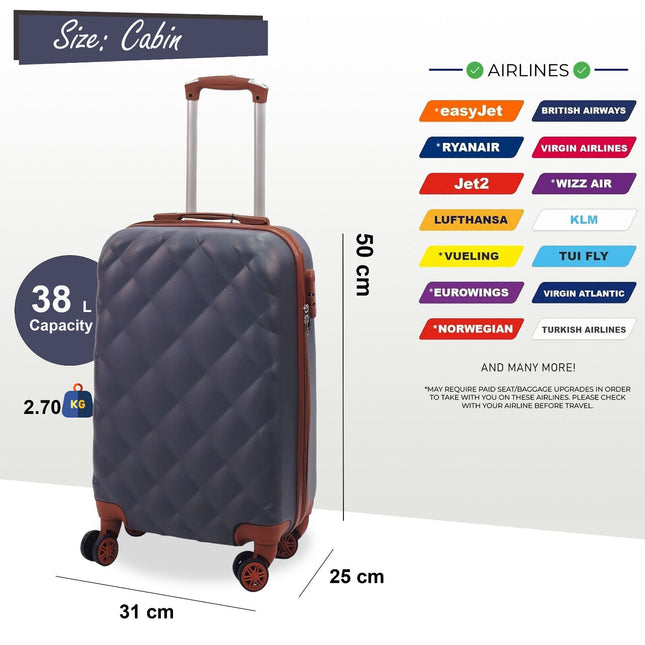 Grey Hard Shell Suitcase Luggage Set Travel Bag
