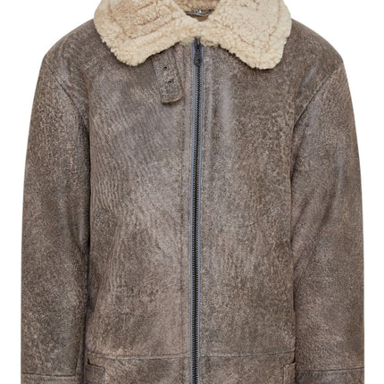 Mens B3 WW2 Sheepskin Leather Flying Aviator Jacket-Houston