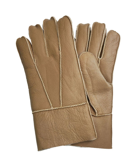 Infinity Leather Unisex Tan Sheepskin Leather Gloves with Roll Up/Down Cuff