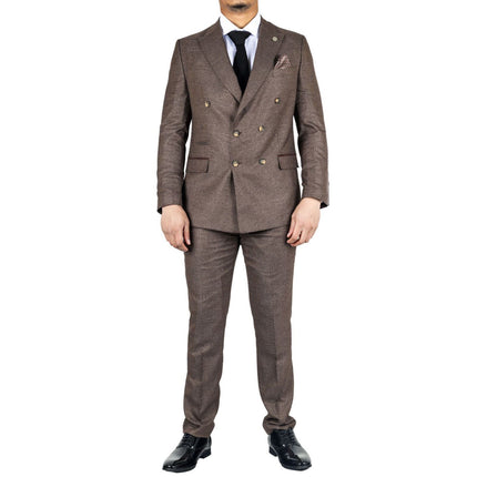 Men's Classic Brown Double Breasted 2-Piece Suit