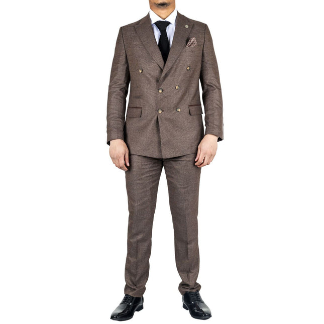 Men's Classic Brown Double Breasted 2-Piece Suit