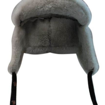 Men's B3 Brown Cream RAF Aviator Sheepskin B-55 WW2 Trapper Flying Hat