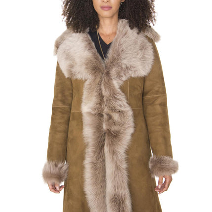 Womens Toscana Sheepskin Suede Trench Coat-Tbilisi