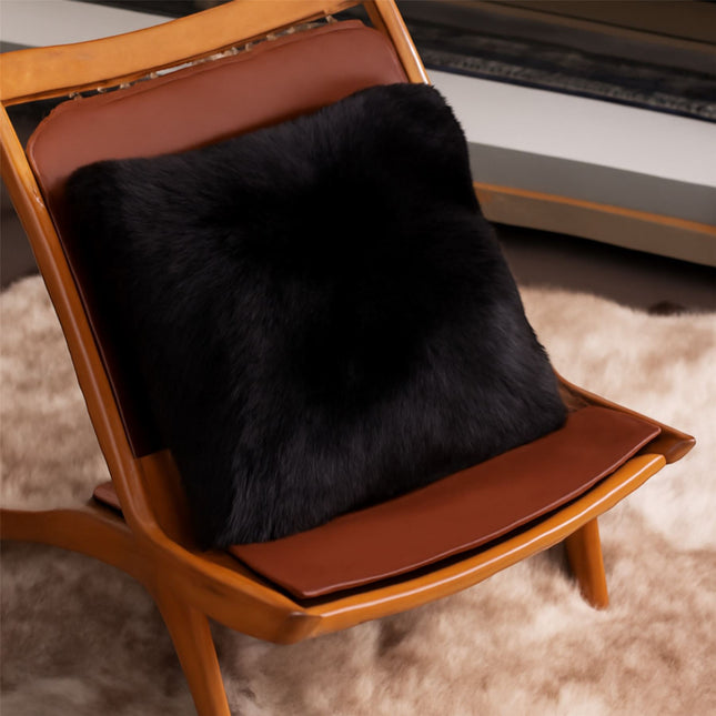 Genuine Sheepskin Chocolate Brown  40x40cm Real Wool Single Sided Cushion